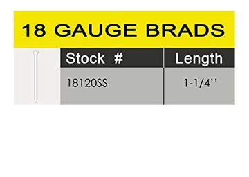 (1,000 Count) 1-1/4-Inch 18 Gauge Stainless Steel Brads